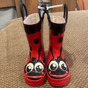 Kids Ladybug Rain Boots - Red and Black